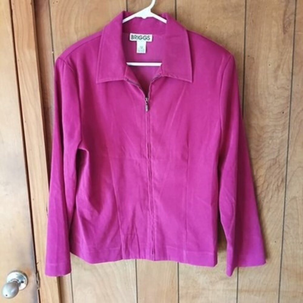 Briggs Women’s Pink Zip Front Stretch Jacket Blazer Size 12 Poly Spandex Career
